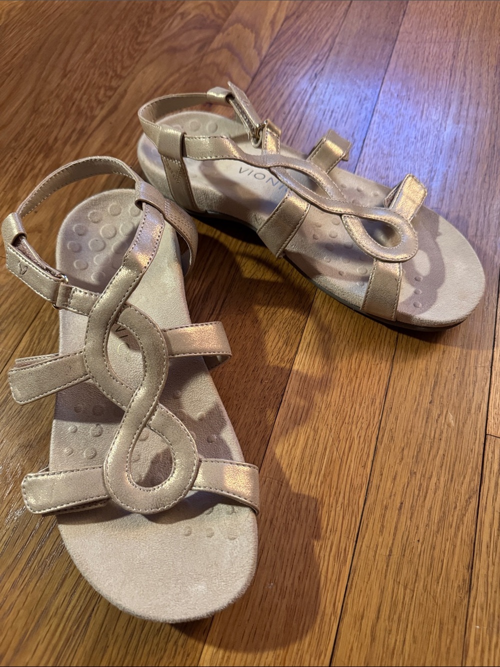 🐷 Vionic Jodie Metallic Rose Gold Adjustable Sandals